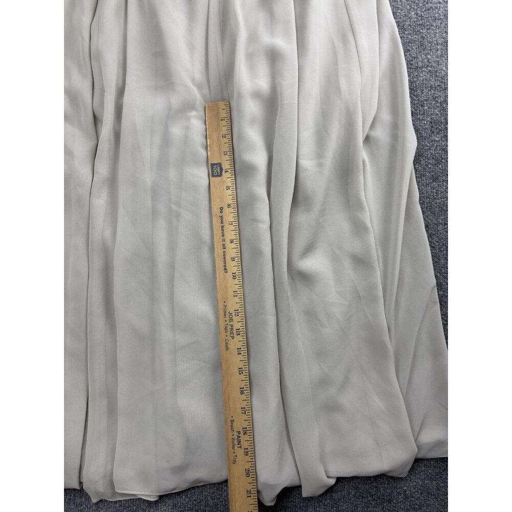 Jenny Yoo Dress Womens 0 Light Gray Chiffon One Shoulder Bow Maxi Gown Formal - Picture 5 of 8